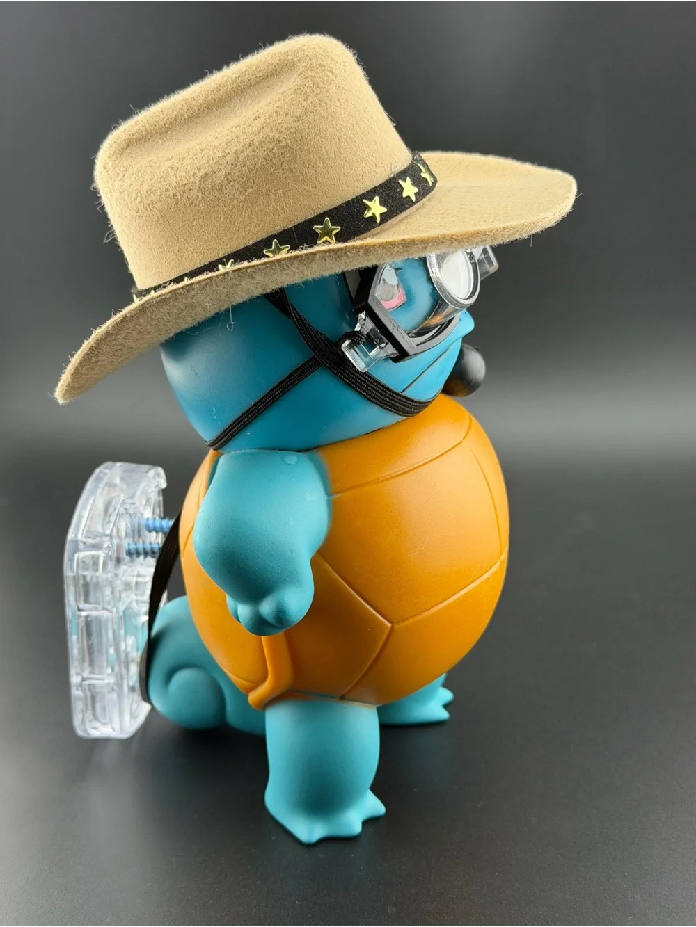 Pokemon Blue Turtle Figure with Orange Shell and Beige Hat